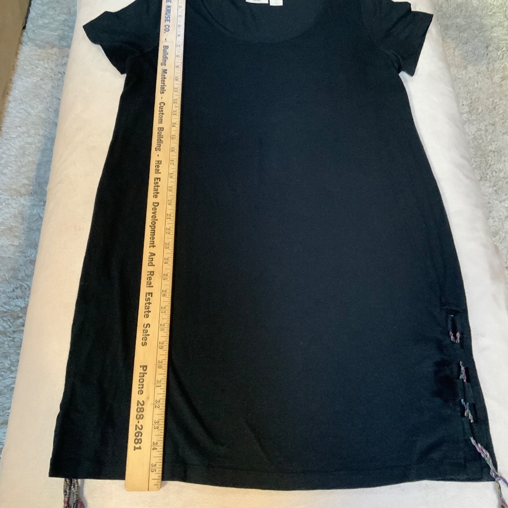Beacon Cove Black L Short Sleeve Jersey Dress w/cute side detail Beach Cover up - Picture 4 of 9